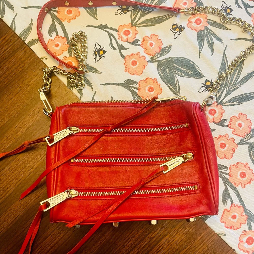Rebecca Minkoff Mini MAB red leather and gold crossbody bag LIKE NEW